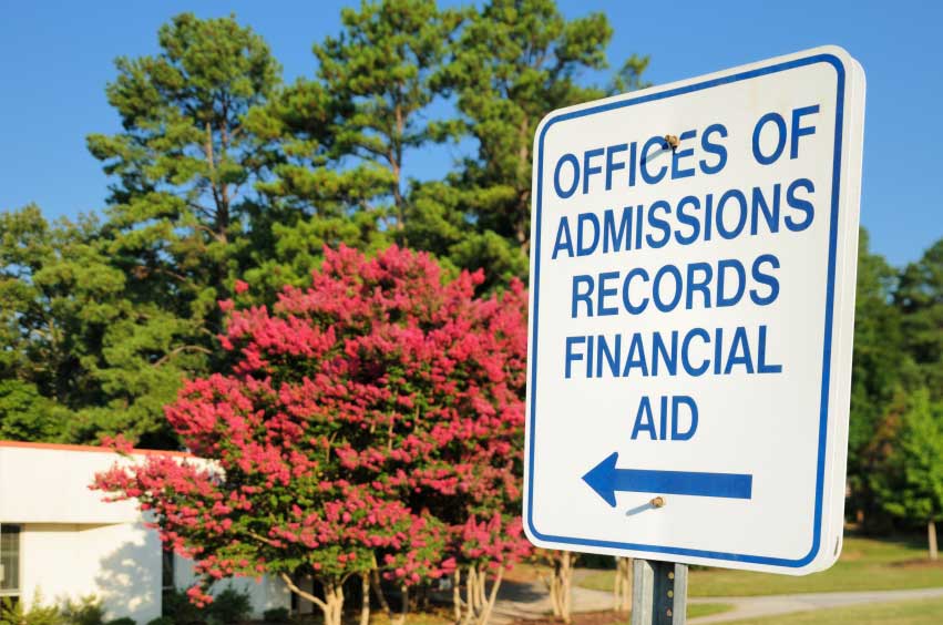 Image of a college admissions sign