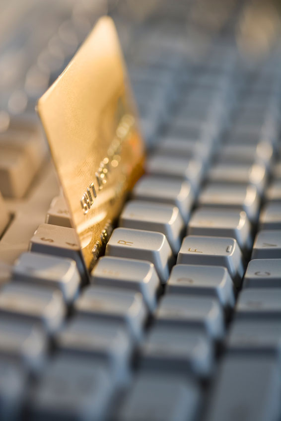 Image of a credit card on a keyboard