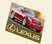 Image of gift card with red Lexus on it