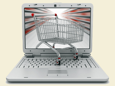 Image of shopping cart on laptop