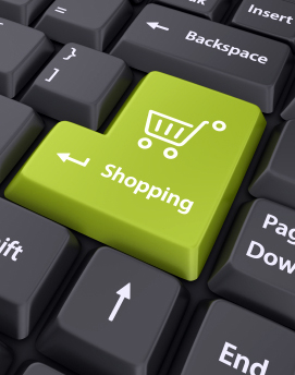 Image of green keyboard key marked "shopping"