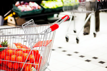 Image of shopping cart at supermarket
