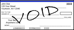 Voided check example